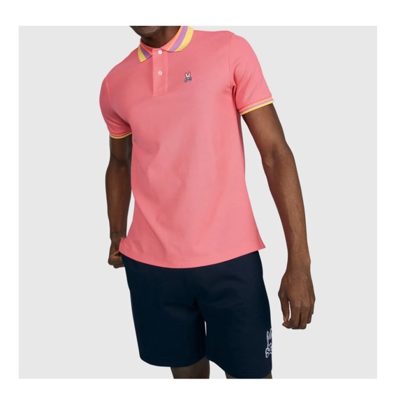 PSYCHO BUNNY ~ Mens Oliver Neon Tipped Polo (NWT) - Picture 2 of 12